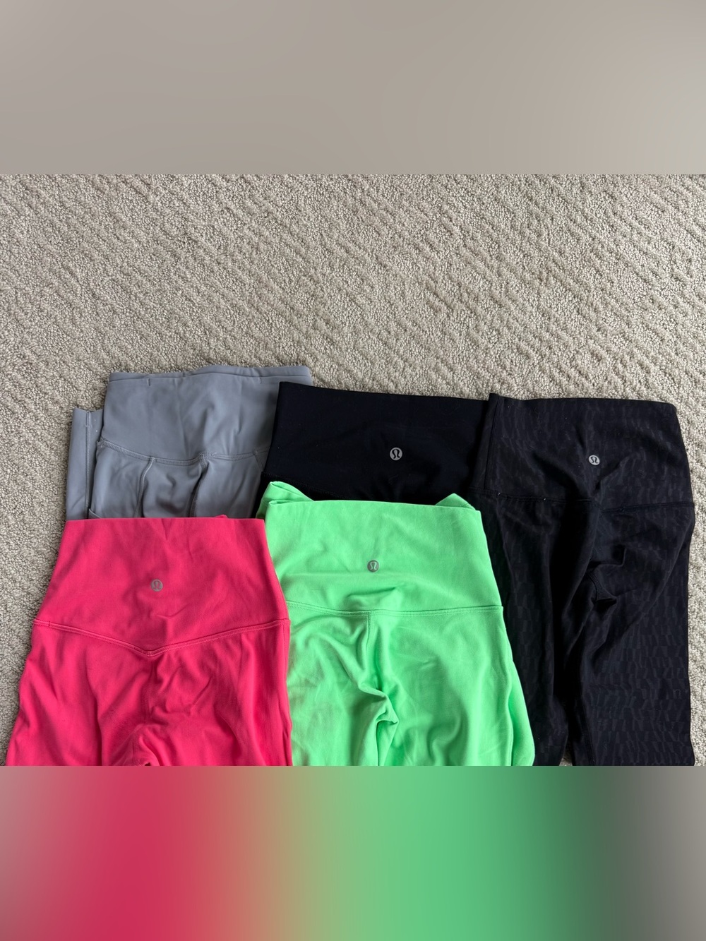 SOLD! lululemon athletica Leggings Set in Black, Gray, Hot Pink, Neon Green